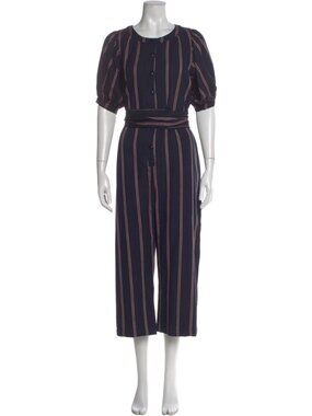 The Great Navy Size S Striped Belted Jumpsuit with Pockets